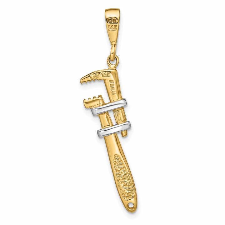 Lovely Rita's Pendants & Charms 14k Two Tone Gold 3-Dimensional Wrench Pendant