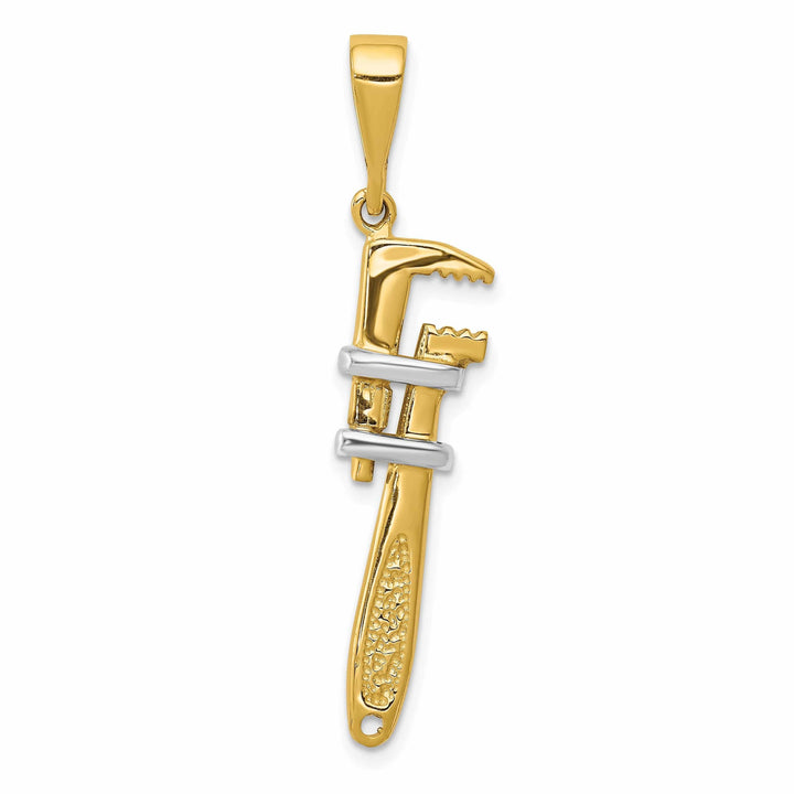 Lovely Rita's Pendants & Charms 14k Two Tone Gold 3-Dimensional Wrench Pendant