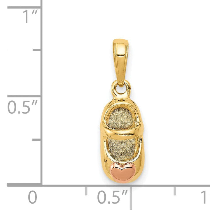 Lovely Rita's Pendants & Charms 14k Two Tone Gold Baby Shoe Heart Design Charm