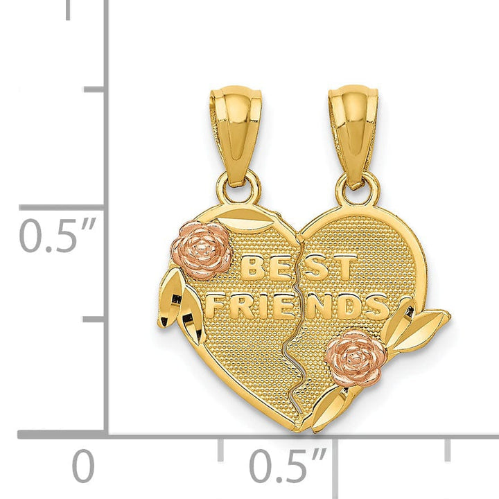 Lovely Rita's Pendants & Charms 14k Two Tone Gold Best Friends Heart Pendant