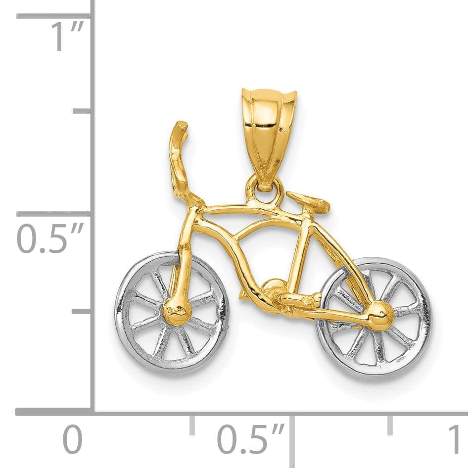 Lovely Rita's Pendants & Charms 14k Two-tone Gold Bicycle Pendant