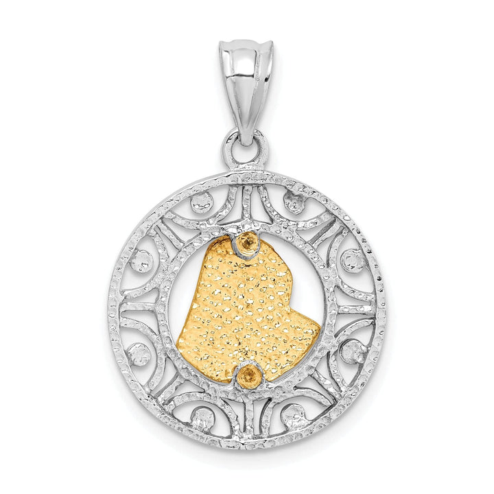 Lovely Rita's Pendants & Charms 14K Two-tone Gold Brushed and Polished Virgin diamond cut Mary Pendant