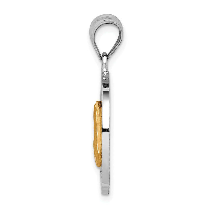 Lovely Rita's Pendants & Charms 14K Two-tone Gold Brushed and Polished Virgin diamond cut Mary Pendant