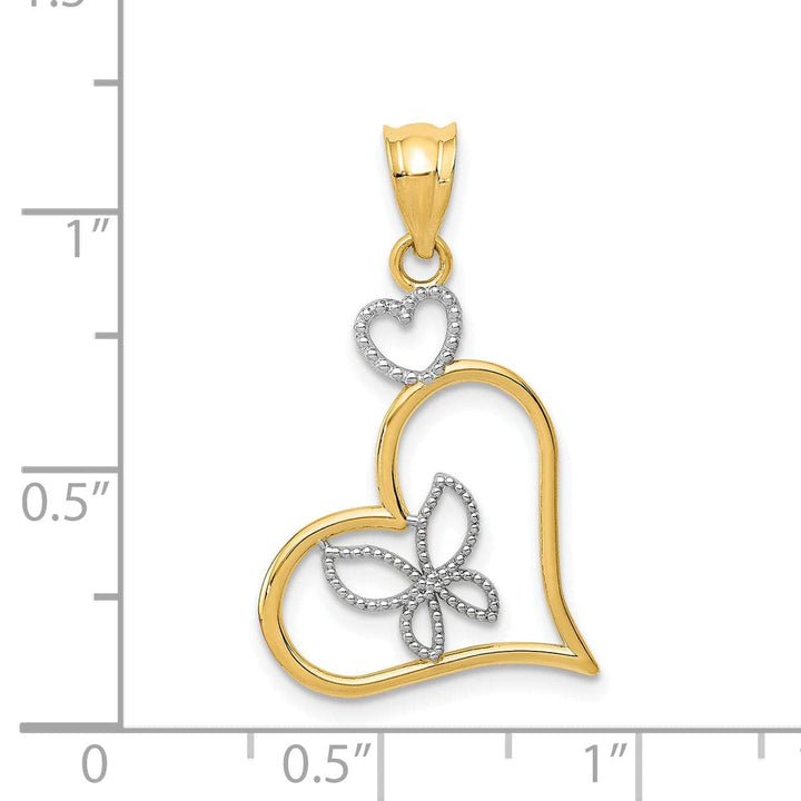 Lovely Rita's Pendants & Charms 14k Two Tone Gold Butterfly in Heart Pendant