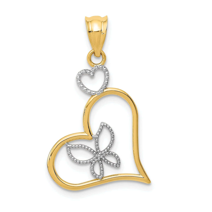 Lovely Rita's Pendants & Charms 14k Two Tone Gold Butterfly in Heart Pendant
