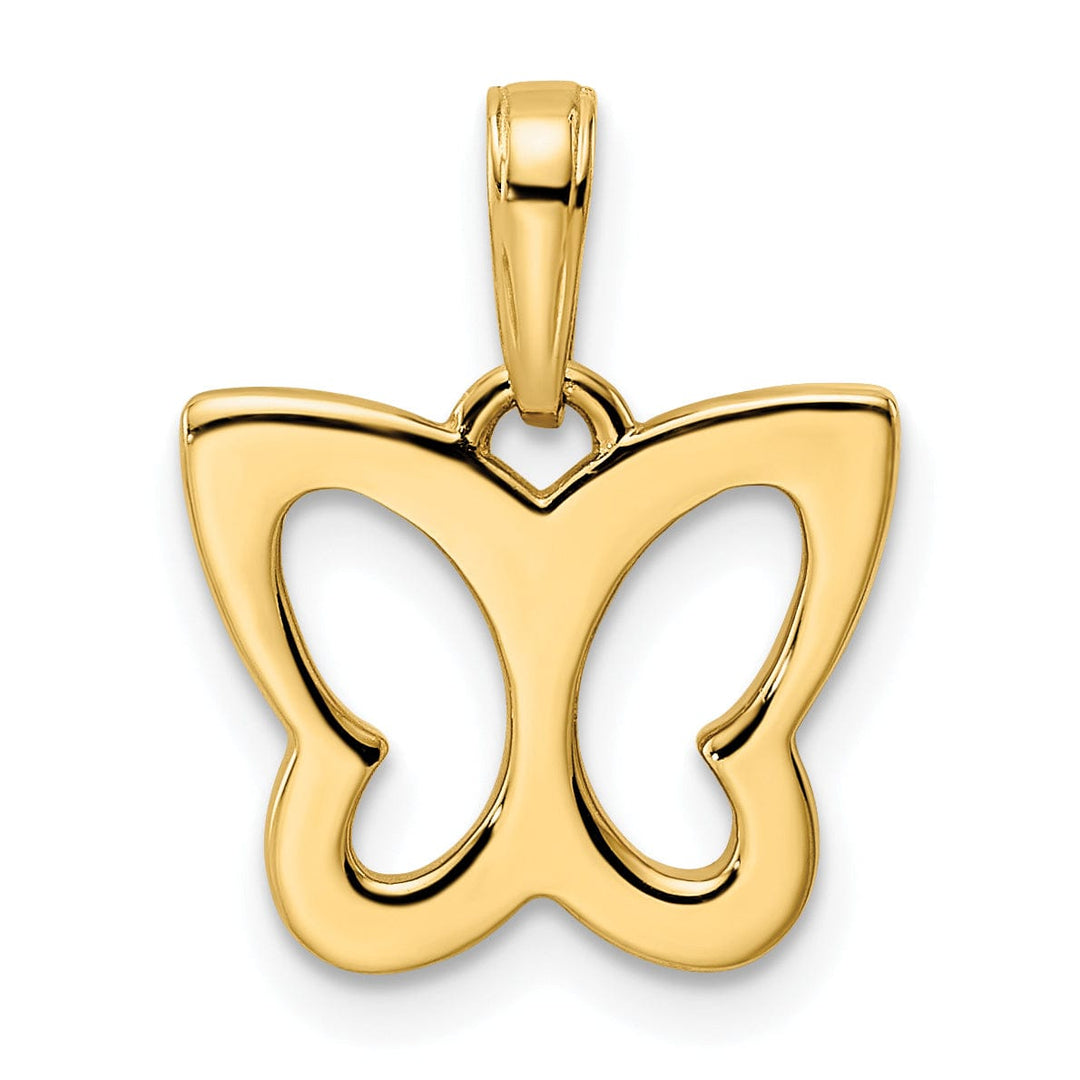 Lovely Rita's Pendants & Charms 14k Two-tone Gold Casted Flat Back Solid Polished Finish Diamond-cut Butterfly Charm Pendant
