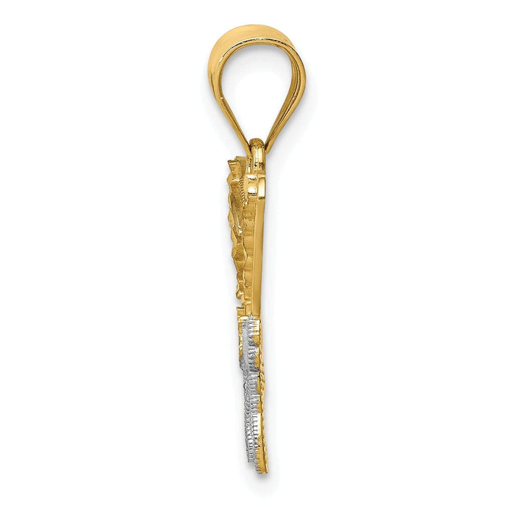 Lovely Rita's Pendants & Charms 14k Two-tone Gold Casted Open Back Solid Diamond-cut Polished Finish Butterfly Charm Pendant