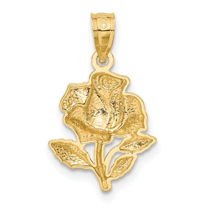 Lovely Rita's Pendants & Charms 14K Two-tone Gold  Casted Solid Polished Finish Rose Charm Pendant