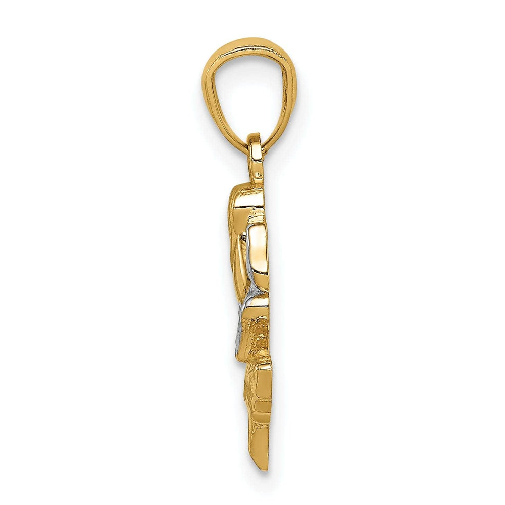 Lovely Rita's Pendants & Charms 14K Two-tone Gold  Casted Solid Polished Finish Rose Charm Pendant