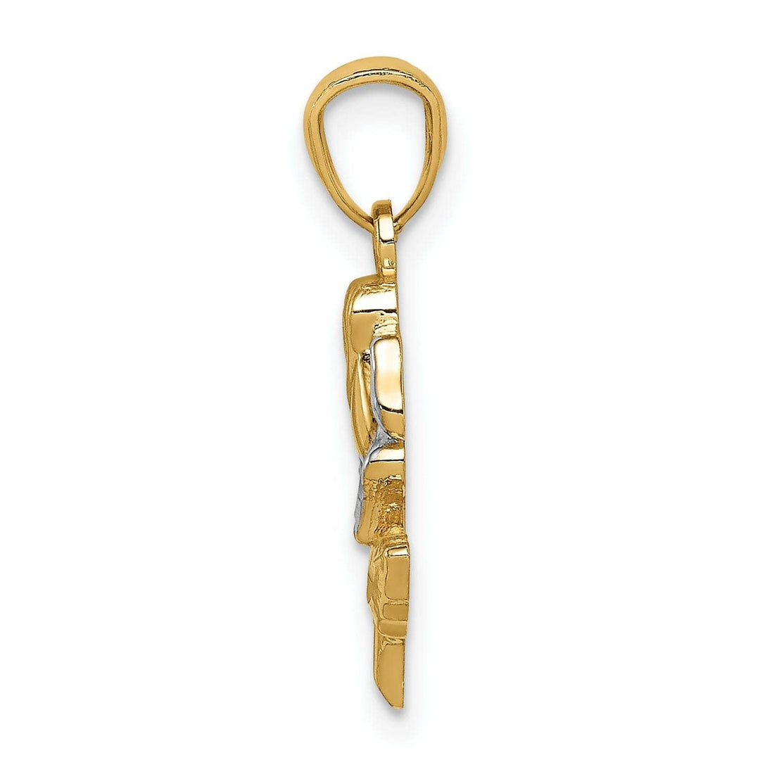 Lovely Rita's Pendants & Charms 14K Two-tone Gold  Casted Solid Polished Finish Rose Charm Pendant