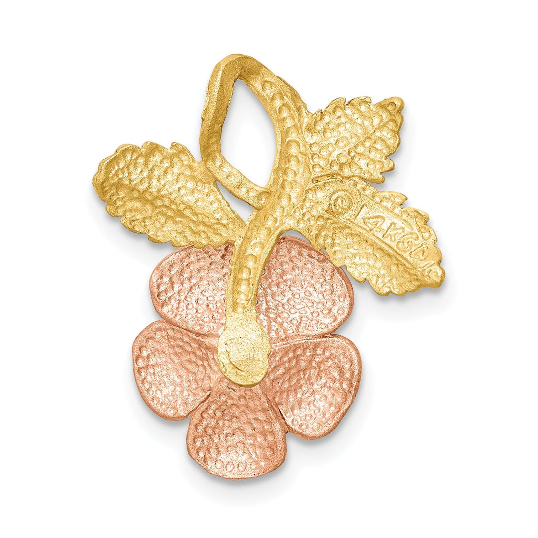 Lovely Rita's Pendants & Charms 14k Two-tone Gold Casted Textured Back Solid Polished Finish Rose Chain Slide. Will Not Fit Omega.