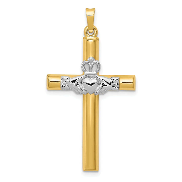 Lovely Rita's Pendants & Charms 14k Two-Tone Gold Claddagh Cross Pendant