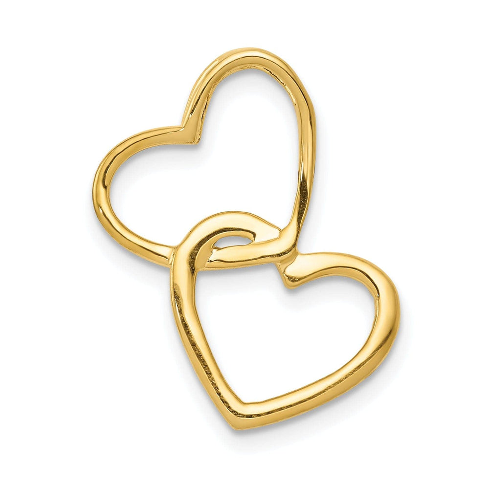 Lovely Rita's Pendants & Charms 14k Two Tone Gold Closed Back Polished Finish 0.1-CT Diamond Double Heart in Heart Design Chain Slide Pendant will not fit Omega Chain