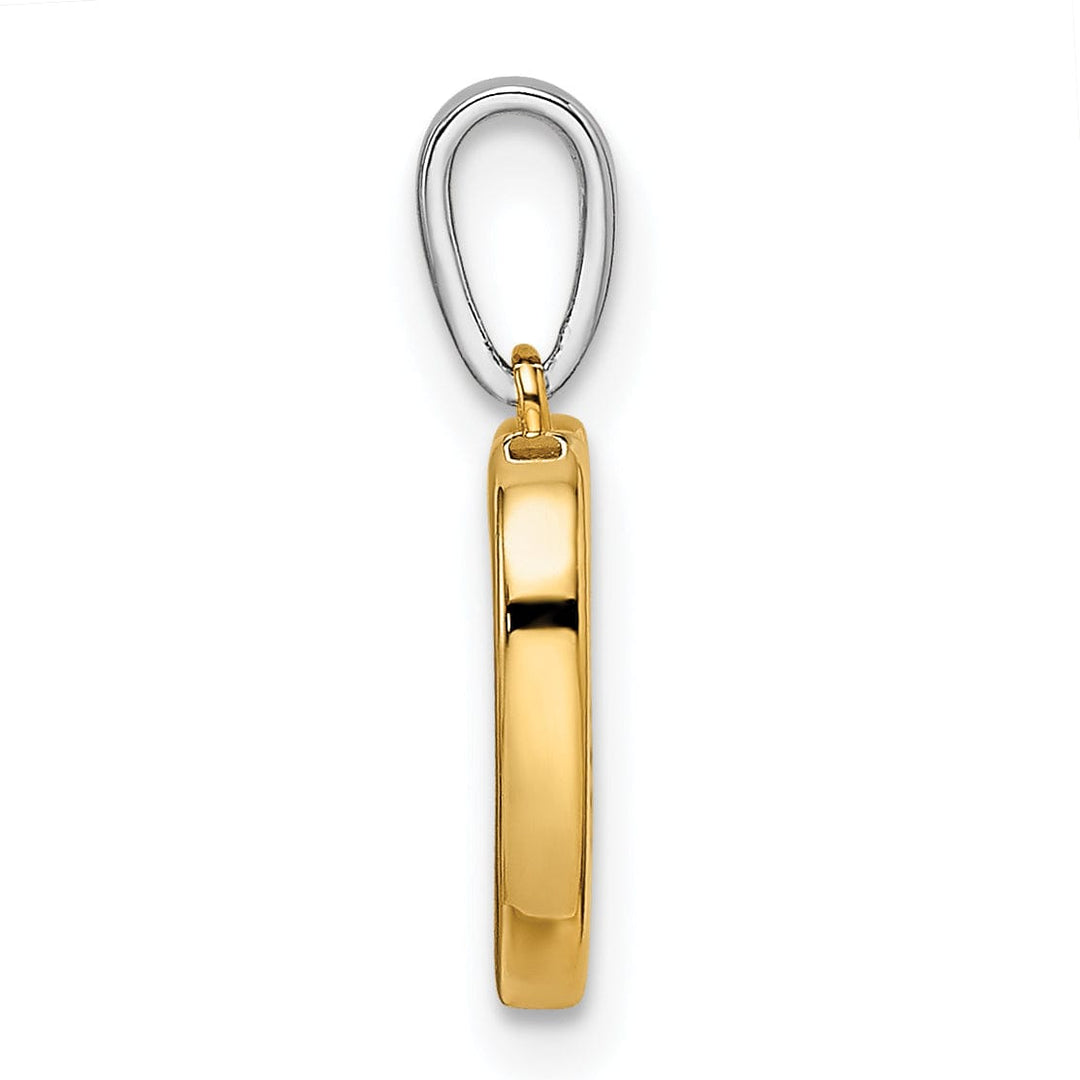 Lovely Rita's Pendants & Charms 14k Two Tone Gold Closed Back Polished Finish Women's Heart with Dangle Heart Design 0.045-CT Diamond Charm Pendant