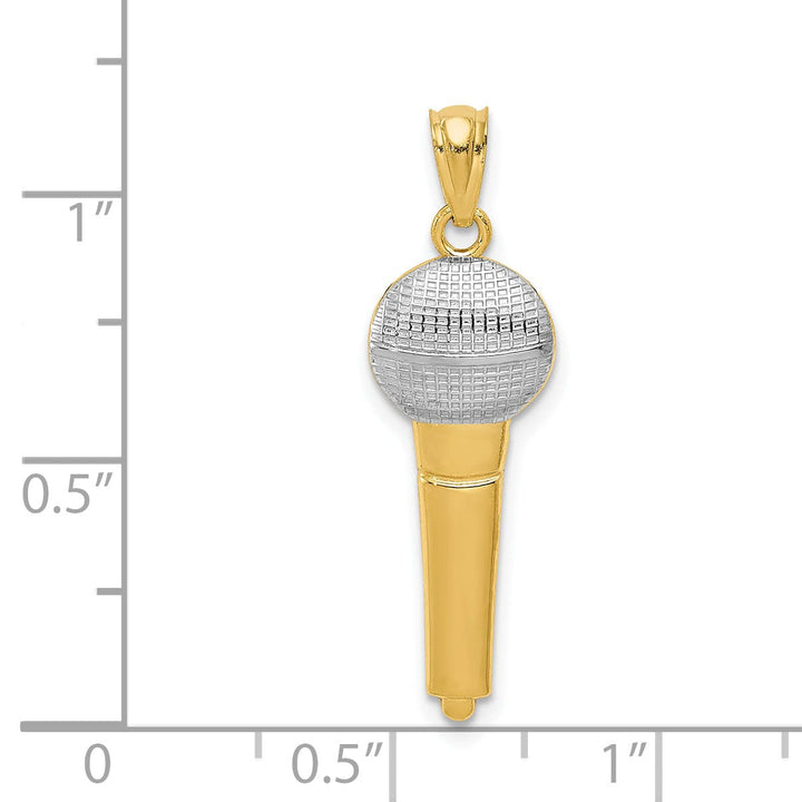 Lovely Rita's Pendants & Charms 14k Two Tone Gold Concave Microphone Pendant