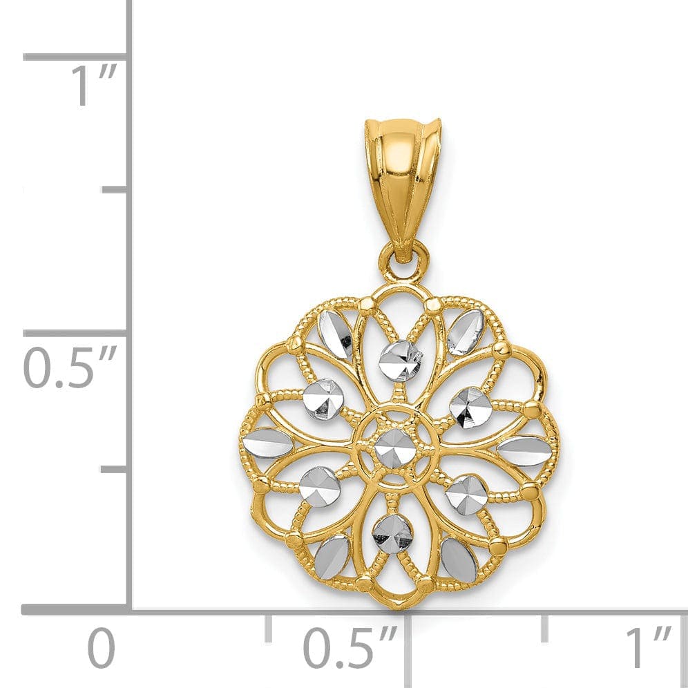 Lovely Rita's Pendants & Charms 14k Two-Tone Gold D.C Fancy Round Design Pendant