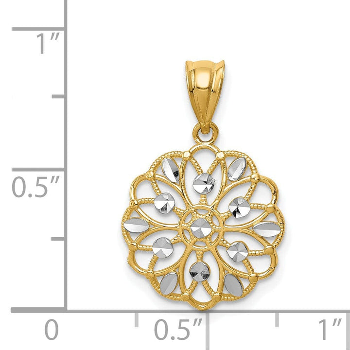 Lovely Rita's Pendants & Charms 14k Two-Tone Gold D.C Fancy Round Design Pendant