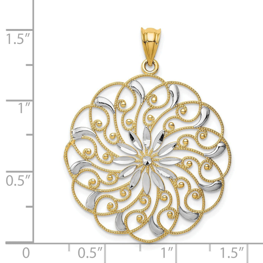 Lovely Rita's Pendants & Charms 14k Two Tone Gold D.C Fancy Swirl Pendant