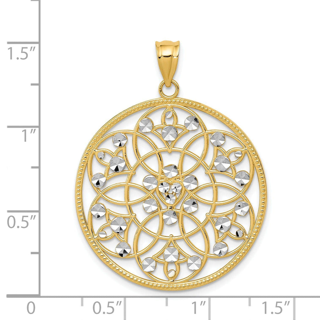 Lovely Rita's Pendants & Charms 14k Two Tone Gold Diamond Cut Circle Pendant