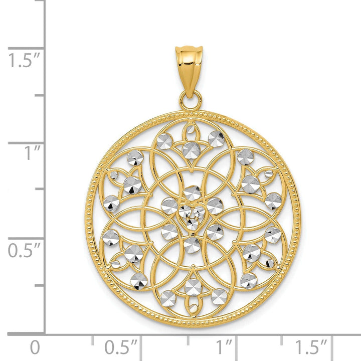 Lovely Rita's Pendants & Charms 14k Two Tone Gold Diamond Cut Circle Pendant