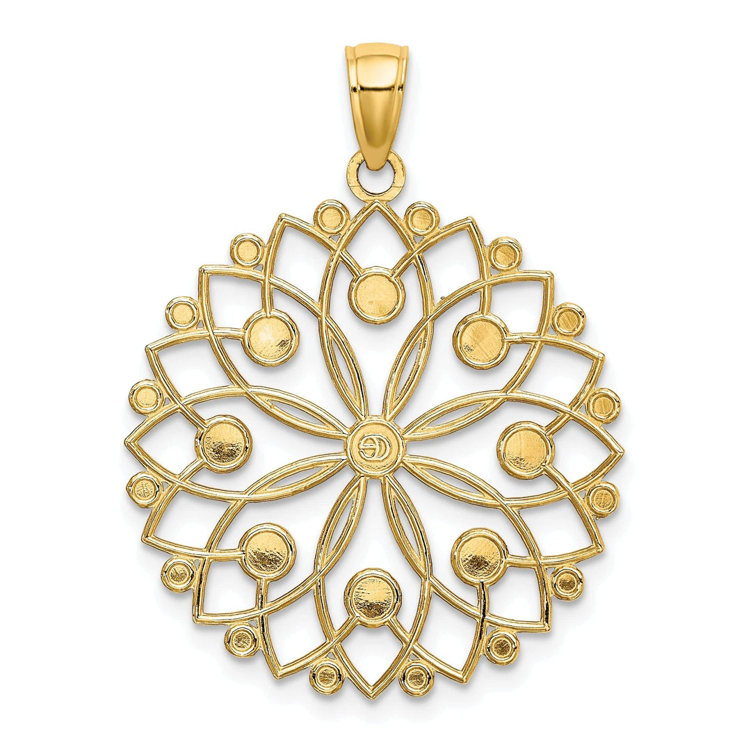 Lovely Rita's Pendants & Charms 14k Two Tone Gold Diamond Cut Flower Pendant