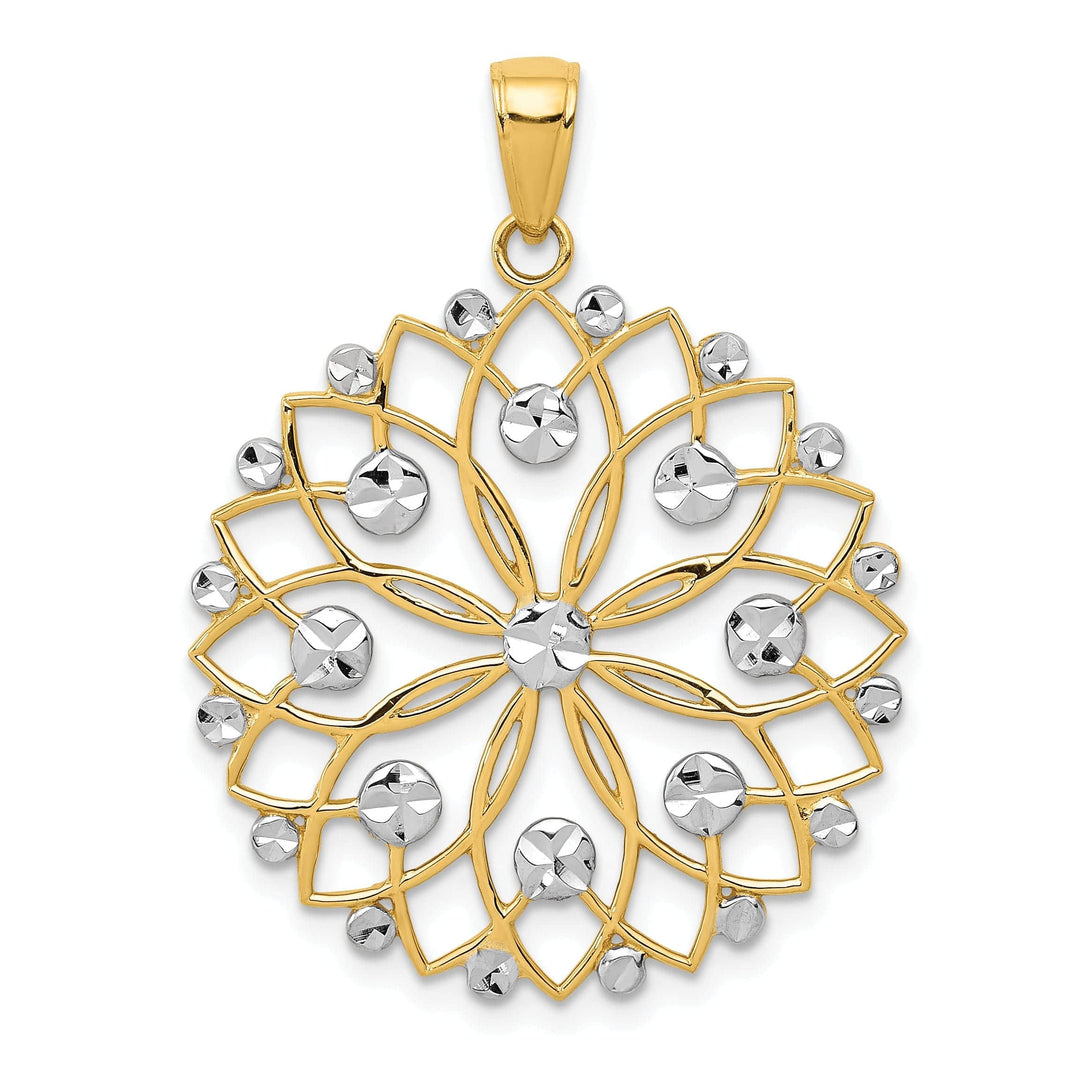 Lovely Rita's Pendants & Charms 14k Two Tone Gold Diamond Cut Flower Pendant