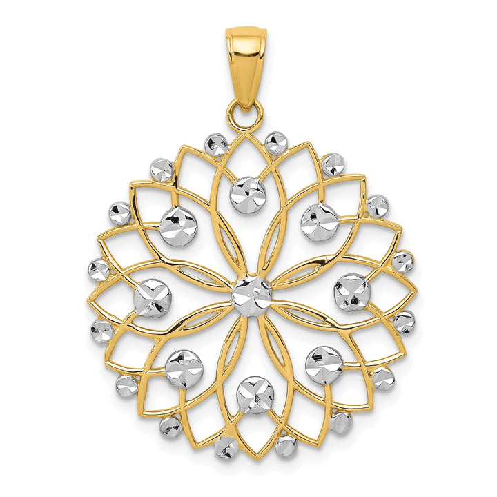 Lovely Rita's Pendants & Charms 14k Two Tone Gold Diamond Cut Flower Pendant