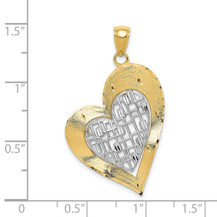 Lovely Rita's Pendants & Charms 14k Two Tone Gold Diamond Cut Heart Pendant
