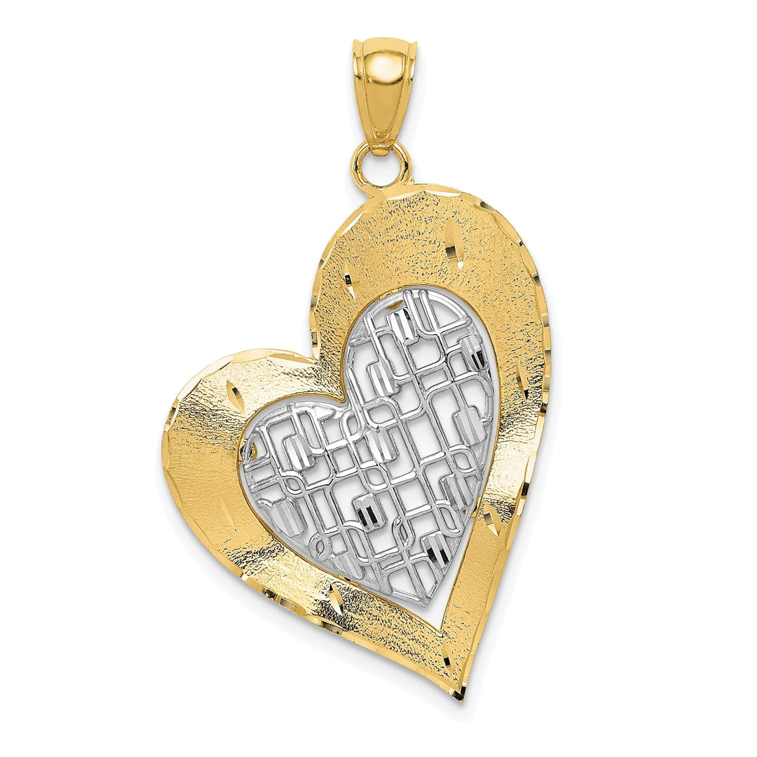 Lovely Rita's Pendants & Charms 14k Two Tone Gold Diamond Cut Heart Pendant