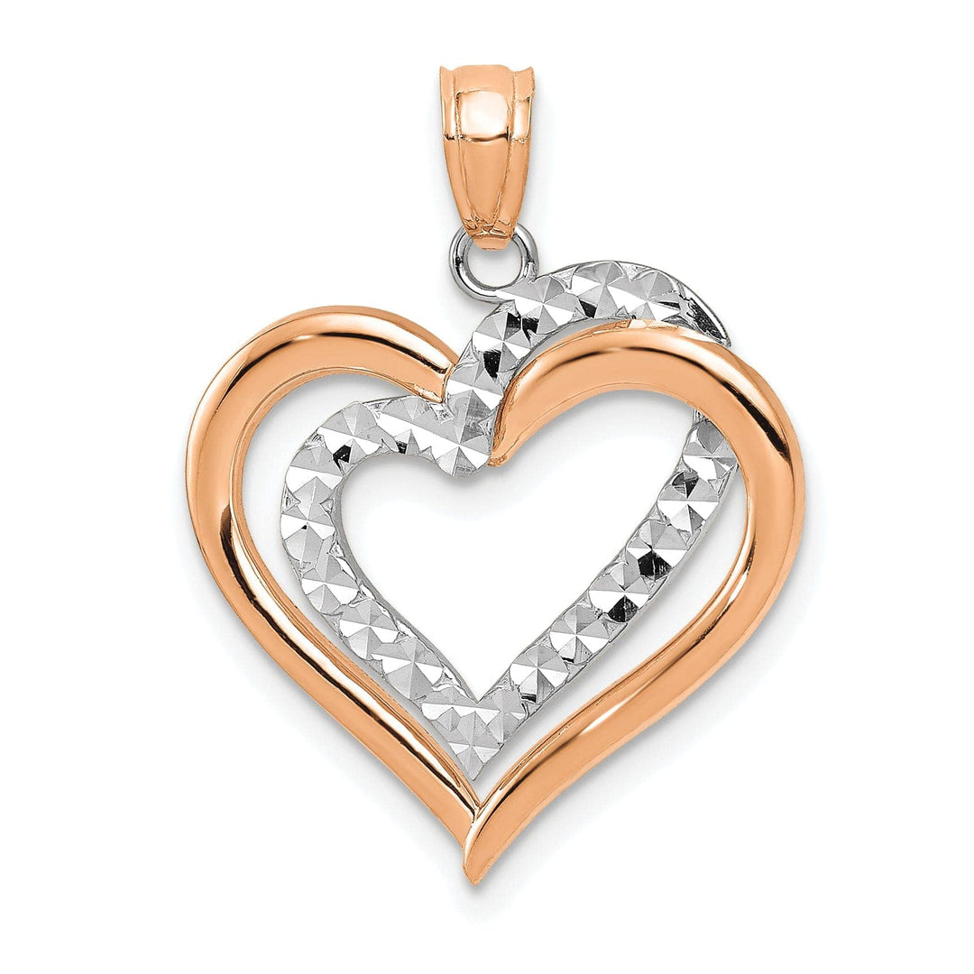 Lovely Rita's Pendants & Charms 14k Two Tone Gold Diamond Cut Heart Pendant