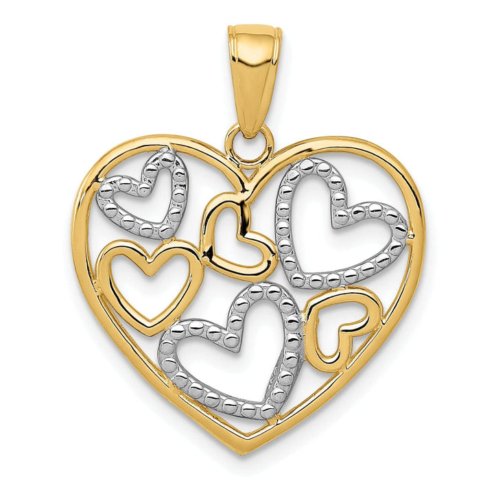 Lovely Rita's Pendants & Charms 14K Two Tone Gold Diamond Cut Heart Pendant