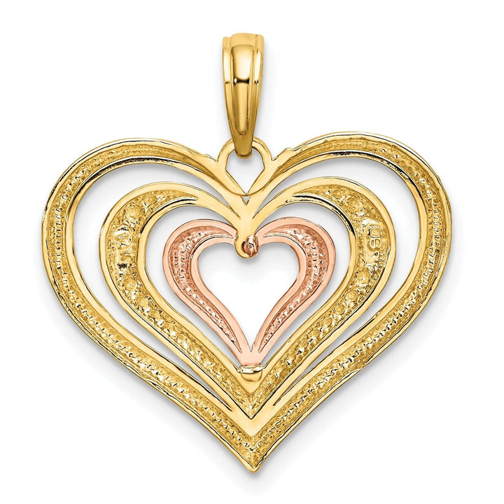 Lovely Rita's Pendants & Charms 14K Two Tone Gold Diamond Cut Heart Pendant
