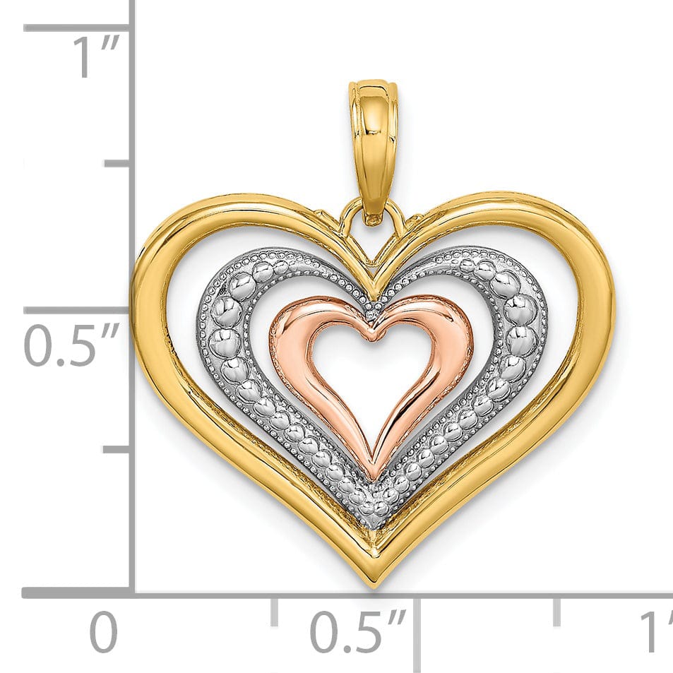 Lovely Rita's Pendants & Charms 14K Two Tone Gold Diamond Cut Heart Pendant