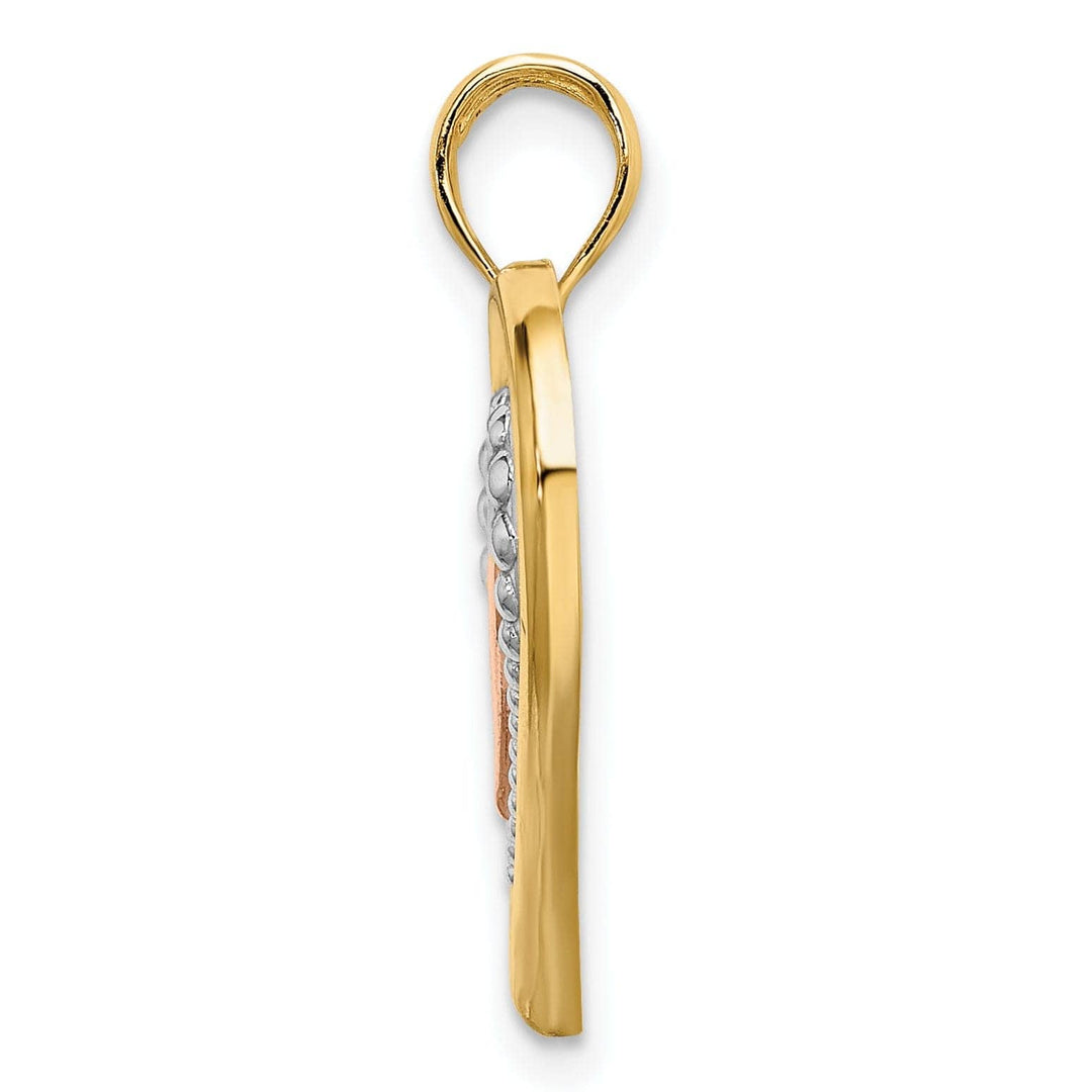 Lovely Rita's Pendants & Charms 14K Two Tone Gold Diamond Cut Heart Pendant