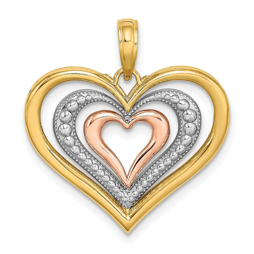 Lovely Rita's Pendants & Charms 14K Two Tone Gold Diamond Cut Heart Pendant