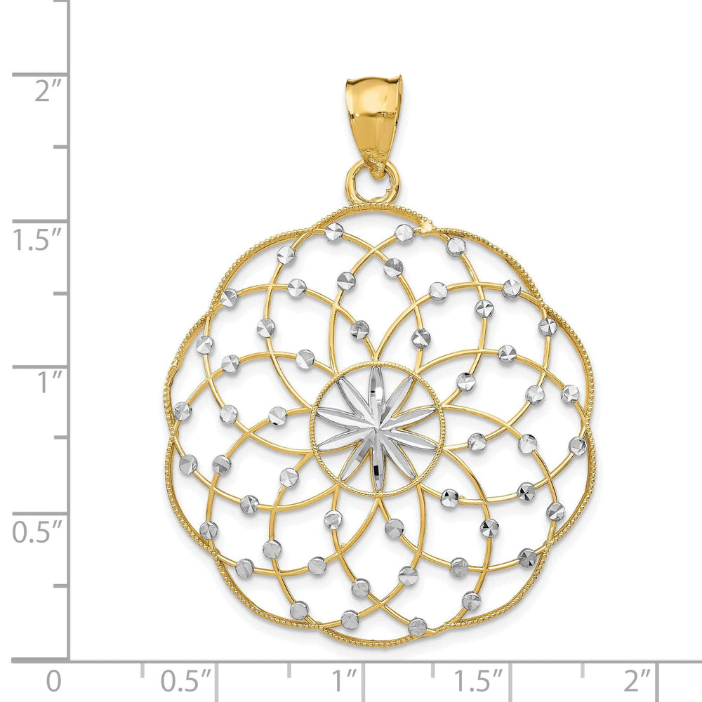 Lovely Rita's Pendants & Charms 14k Two Tone Gold Diamond Cut Sphere Pendant