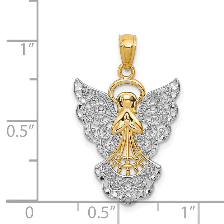 Lovely Rita's Pendants & Charms 14k Two Tone Gold Filigree Angel Charm Pendant