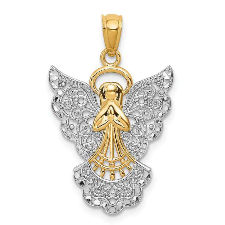 Lovely Rita's Pendants & Charms 14k Two Tone Gold Filigree Angel Charm Pendant