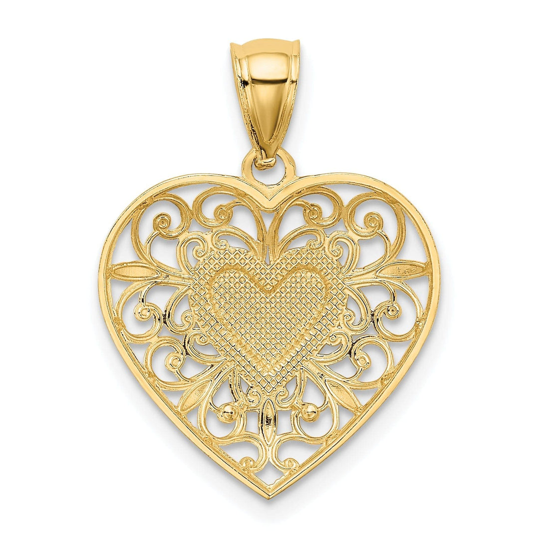 Lovely Rita's Pendants & Charms 14k Two Tone Gold Filigree Heart Pendant