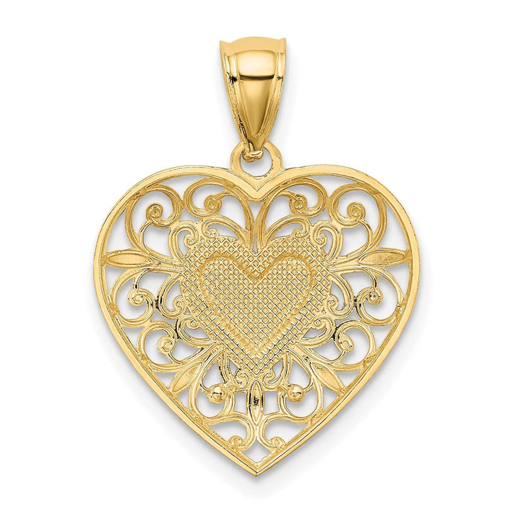 Lovely Rita's Pendants & Charms 14k Two Tone Gold Filigree Heart Pendant