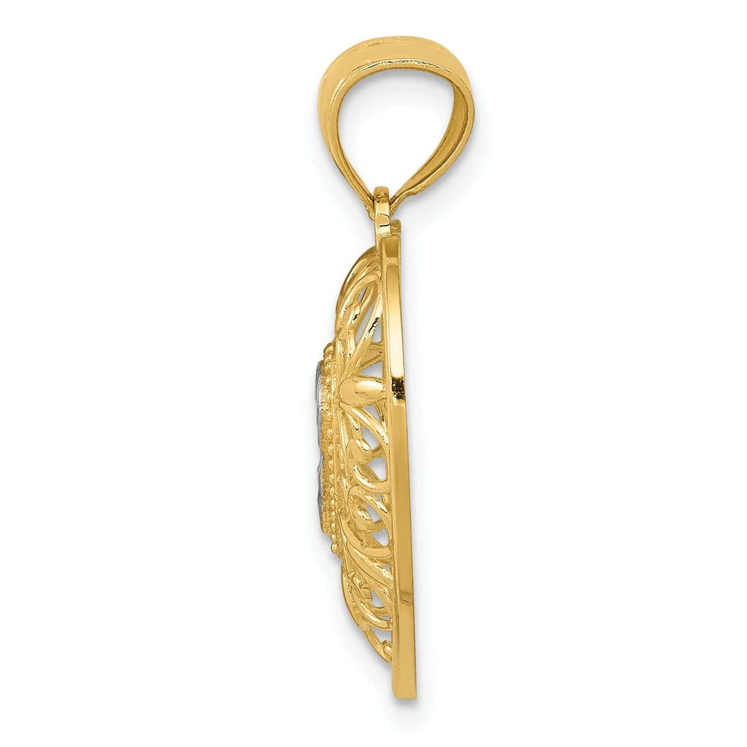 Lovely Rita's Pendants & Charms 14k Two Tone Gold Filigree Heart Pendant