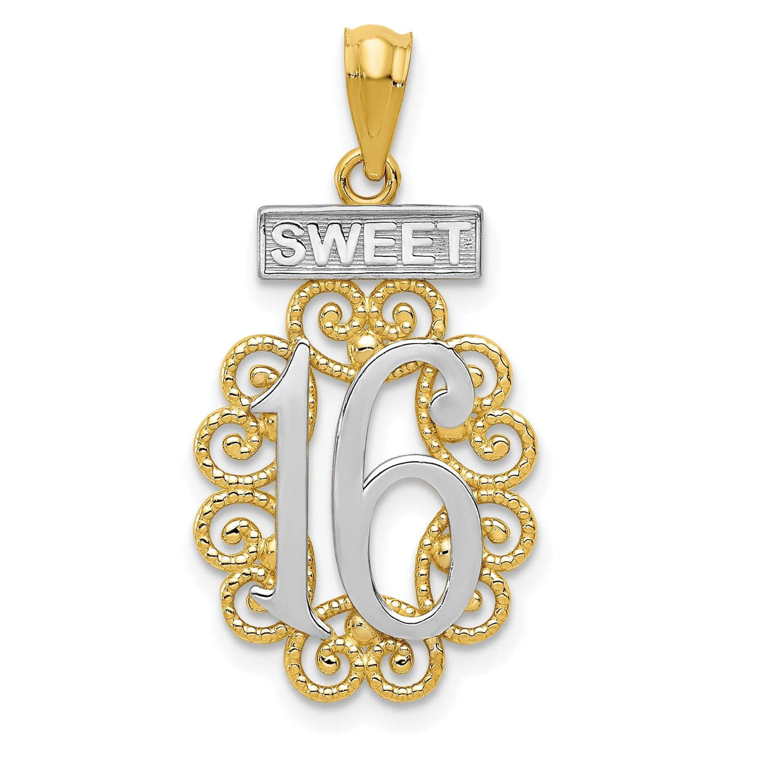 Lovely Rita's Pendants & Charms 14k Two Tone Gold Filigree Sweet 16 Pendant