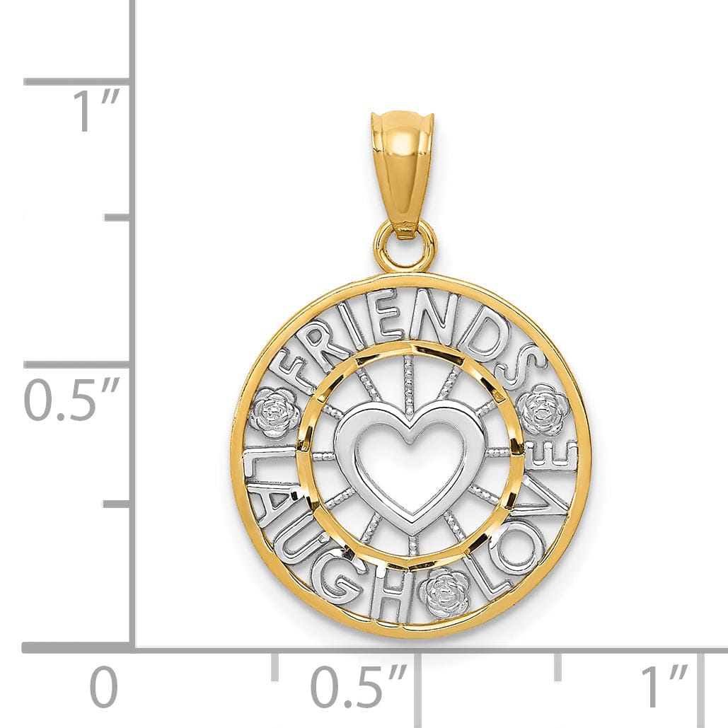 Lovely Rita's Pendants & Charms 14k Two Tone Gold Friends, Laugh Love Pendant