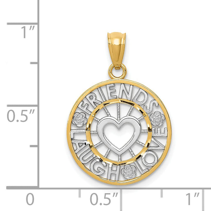 Lovely Rita's Pendants & Charms 14k Two Tone Gold Friends, Laugh Love Pendant