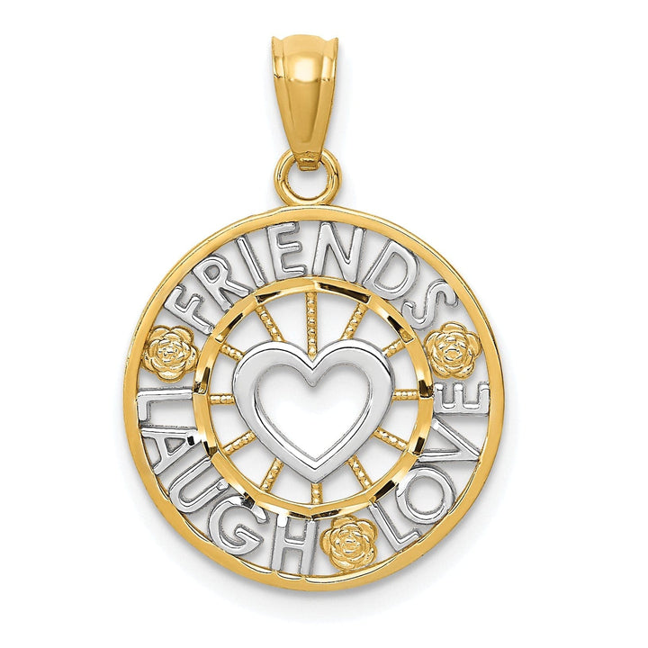 Lovely Rita's Pendants & Charms 14k Two Tone Gold Friends, Laugh Love Pendant