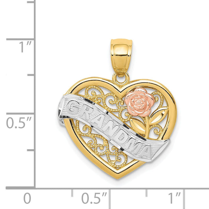 Lovely Rita's Pendants & Charms 14k Two Tone Gold Grandma Heart Pendant