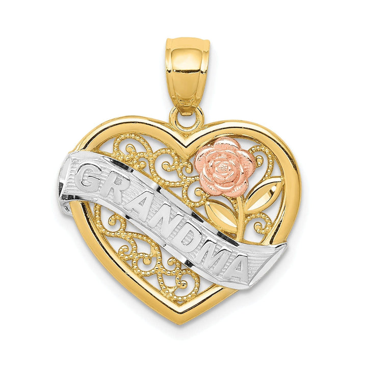 Lovely Rita's Pendants & Charms 14k Two Tone Gold Grandma Heart Pendant