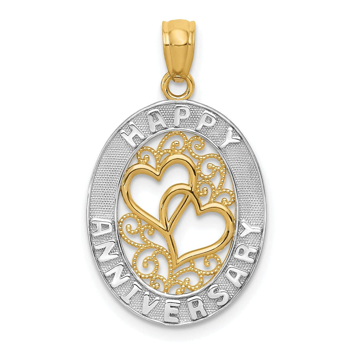 Lovely Rita's Pendants & Charms 14k Two Tone Gold Happy Anniversary Hearts Pendant.