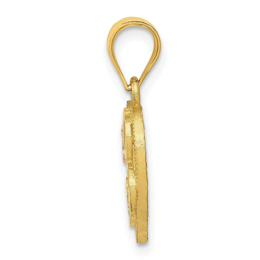 Lovely Rita's Pendants & Charms 14k Two Tone Gold Heart Flower Design Script Letter B Initial Charm Pendant