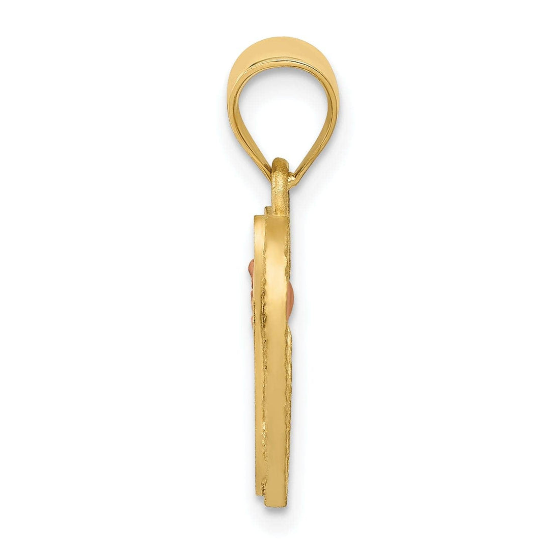 Lovely Rita's Pendants & Charms 14k Two Tone Gold Heart Flower Design Script Letter G Initial Charm Pendant